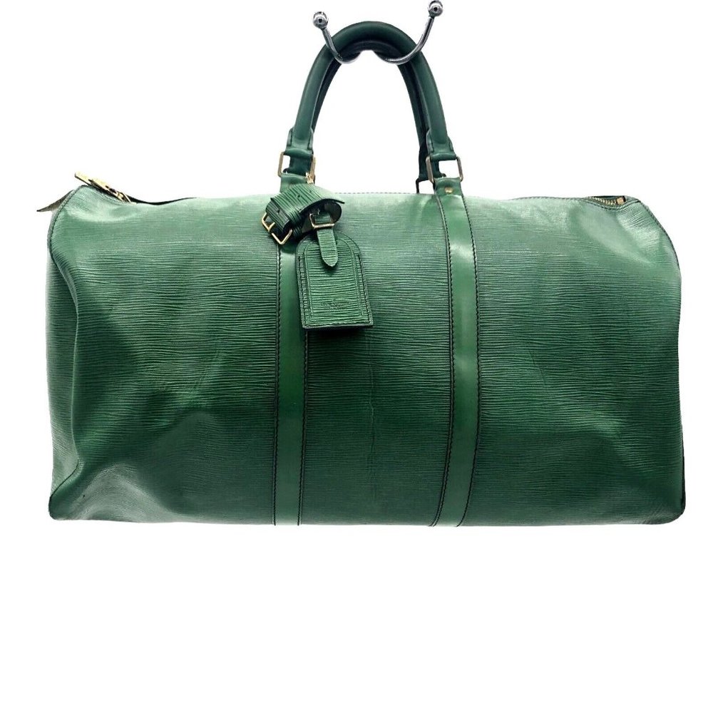 LOUIS VUITTON Epi Keepall 50 Boston Bag Green M42952 - W/Luggage Tag + Poignet
